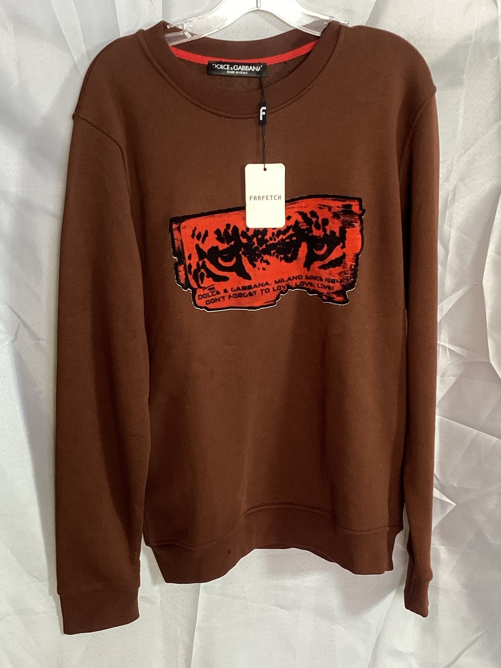 Dolce & Gabbana Men's Brown Graphic Crewneck Sweatshirt